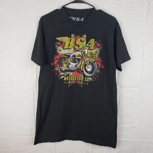 BSA Mens Black Comfort Short Sleeve Crew‎ Neck Graphic T Shirt Size Medium